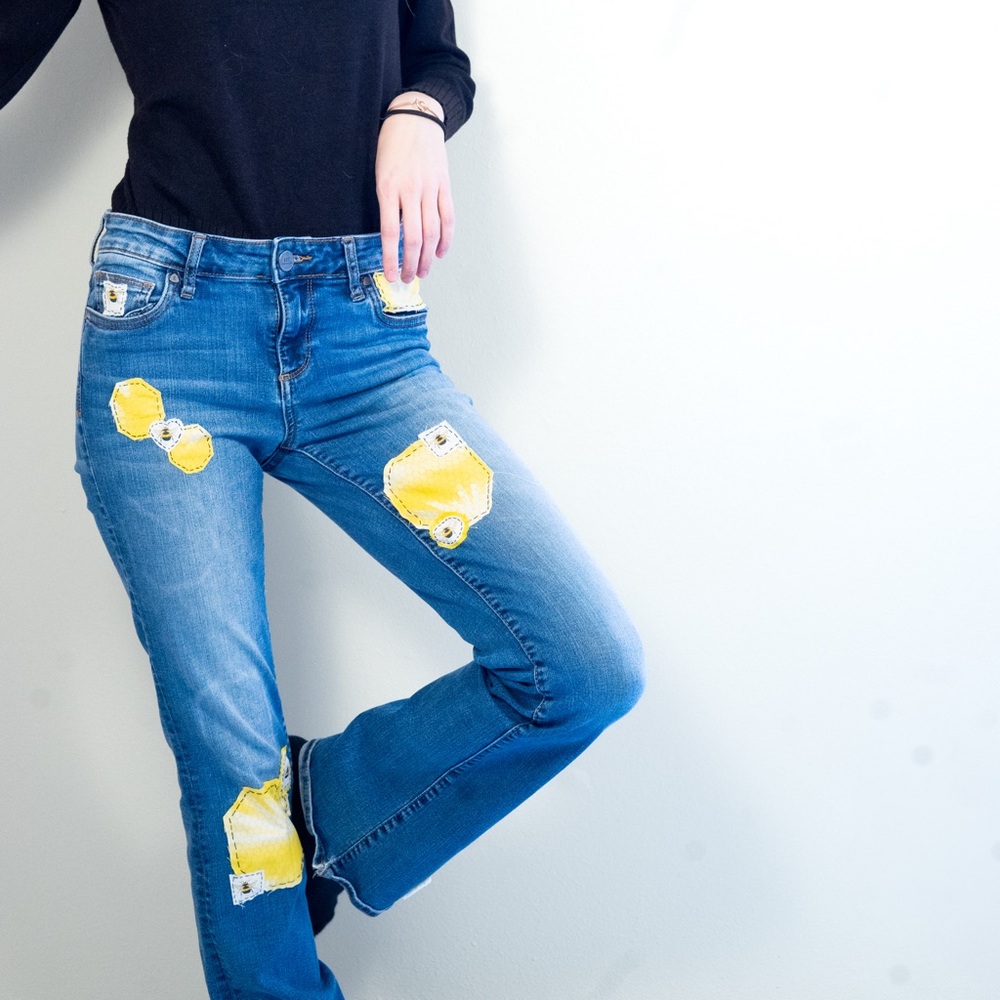 KUT bootcut jeans size 2 honeybee patchwork! - Picture 4 of 6
